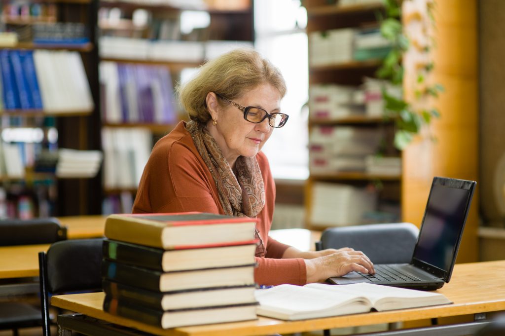 Senior Woman in the Library